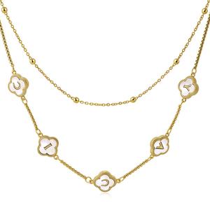 Colliers tendance 2026 en acier inoxydable 316L plaqué or PVD 18 carats avec lettres en nacre, personnalisables avec nom pour femme - Product Image 1