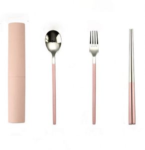 Outdoor Camping Chopsticks Fork Spoon Portable Silverware Travel Cutlery Set 304 Stainless Steel Flatware With Case - Product Image 1
