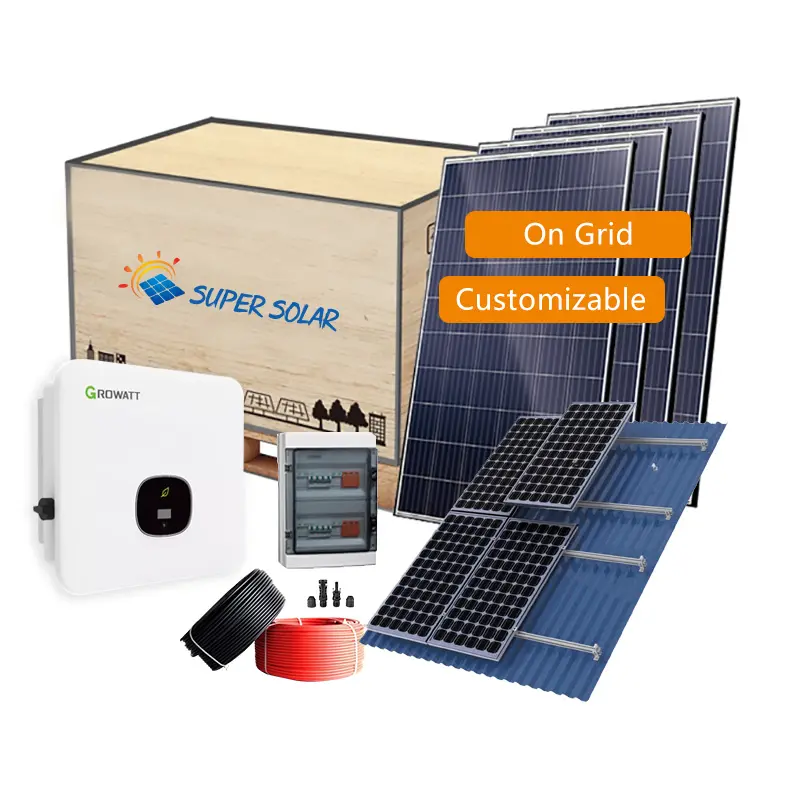 Super Solar On Grid Solar Power System 6KW 100KW Energy Kit Photovoltaic Products Complete Package Grid Tie Solar Panel System