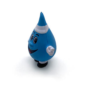 ของเล่นบีบคลายเครียดรูปหยดน้ำการ์ตูนโฟม PU สีฟ้า หน้ายิ้ม ของเล่นบีบคลายเครียดรูปหยดน้ำ สำหรับเป็นของขวัญทางธุรกิจ - Product Image 3