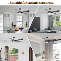 Ventilateur de plafond électrique de style moderne de 52 pouces avec télécommande et kit d'éclairage LED pour hôtel et salon, décoration intérieure