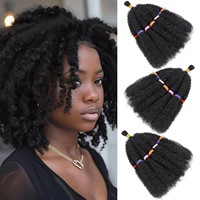 Extensions de cheveux synthétiques bouclés afro crépus courts de 12 pouces, en vrac, à trame unique, ignifuges, en fibre haute température