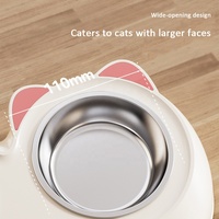 Gamelle double pour animaux de compagnie avec oreilles de chat, en plastique intégré, anti-choc, écologique, étanche IPX5, pour petits et moyens animaux
