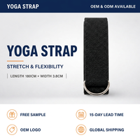 Ceinture de yoga 2-en-1 en coton à motif uni, durable, à tension moyenne, pour exercices de résistance, lavable, avec sangle de transport et boucle métallique, 180 cm, unisexe
