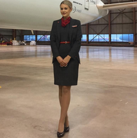 Costume d'hôtesse de l'air sur mesure, couleur noire ou grise, tenue de personnel de cabine, uniforme d'hôtesse de l'air de haute qualité, vente en gros