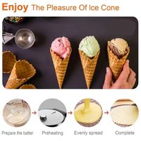 Machine à gaufres pour cornets de crème glacée antiadhésive, électrique, commerciale, en acier inoxydable, pour la cuisson de crêpes et de rouleaux d'œufs