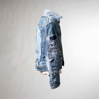 DiZNEW 2025 Veste en jean pour homme grande taille, veste en jean de créateur unique avec fermeture éclair tendance et décoration boutonnée