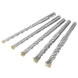 Lot de 7 forets à maçonnerie SDS Plus à pointe pleine, 4 coupes, tige hexagonale de 10 mm, diamètre de 3 mm, 150 mm, pour brique, pierre, béton, acier - Product Image 2