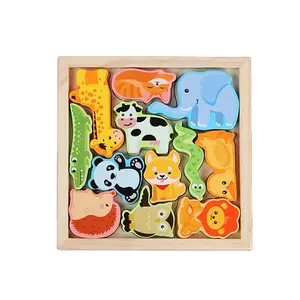 Wooden Cartoon Themed 3D Creative Puzzle Kids Cognitive Jigsaw Puzzle Wooden Toys For Children Baby Puzzle Toy Games