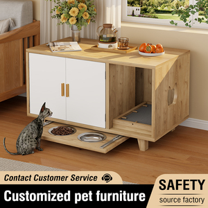 Mobiletto <span class=keywords><strong>per</strong></span> lettiera <span class=keywords><strong>per</strong></span> gatti <span class=keywords><strong>in</strong></span> <span class=keywords><strong>legno</strong></span> stile nordico all'ingrosso con tisaracce, multiuso, come casetta <span class=keywords><strong>per</strong></span> gatti e comodino contenitore - Product Image 2