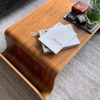 Table basse pliante en bois massif courbé, style nordique moderne du milieu du siècle, design scandinave minimaliste, mobilier de salon