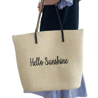 Chapeaux de Soleil en Paille Souples à Large Bord Pour Femme avec Logo Personnalisé, pour Plage et Été, Ensemble avec Sac