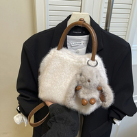 Tas Tangan Mewah Trendy untuk Wanita Muda, Model Selempang, Bahan Plush Lucu