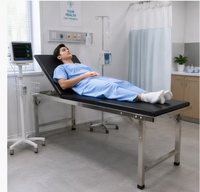 Table de massage en acier inoxydable, table de traitement chiropratique, table d'examen médical, lit de clinique avec dossier réglable