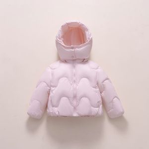 Veste courte à capuche pour garçons et filles Pinghu Chixin, 90% neuve, style hiver, norme nationale, motif ondulé, couleur unie, chaude - Product Image 2