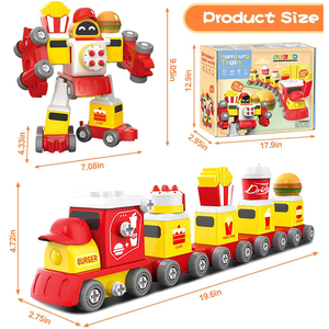 Lớn 5 Trong 1 Bánh Hamburger Train Robot Xây Dựng Khối Đồ Chơi Tự Làm Lắp Ráp Gốc Tháo Rời Chuyển Đổi Kid Đồ Chơi - Product Image 6