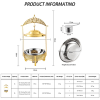 Ensemble de réchauds de buffet en acier inoxydable doré 8L avec couvercle suspendu, idéal pour les activités de plein air, les fêtes, les banquets, chauffe-plats
