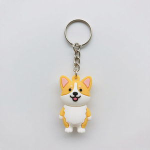 Customized PVC Rubber Keyring Cute Corgi Keychain Ring Bag Pendant Keychain Accessories Toys