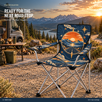 Chaise de camping en gros avec accoudoir unique, porte-gobelet et logo et motif personnalisés pour les excursions tout-terrain