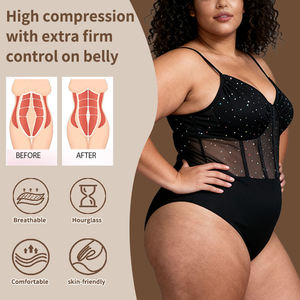 Conjunto de lencería moldeadora de talla grande para mujer, transpirable, con corsé, tirantes ajustables, camisola, mangas largas con diseño de espina de pescado y encaje, venta al por mayor - Product Image 6