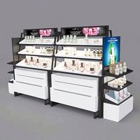 Lemari Display Kosmetik Ritel Modern yang Dapat Disesuaikan, Rak Kaca Ramah Lingkungan untuk Desain Stand Display Berlampu