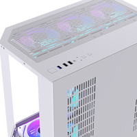 Lovingcool Mid Tower Desktop Panoramic Tempered Glass PC Casing CPU Cabinet MATX Cooling Gaming Computer Case with LCD Screen