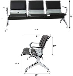 Fauteuil d'hôpital à dossier en maille avec cadre métallique, chaise de visiteur de bureau, chaise d'attente 3 places, chaise d'aéroport - Product Image 5