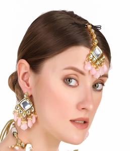 Parures de Boucles d'Oreilles et Bijoux de Tête Ethniques Élégantes en Acier Inoxydable avec Strass en Cristal, Finition Premium, Design Stylé pour Femme, Idéales pour Fiançailles et Fêtes - Product Image 2