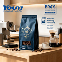 Sacs d'emballage alimentaire personnalisés avec logo, sachets refermables à fond plat pour l'emballage de snacks 100g 250g 500g pour torréfacteurs de café