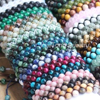 Pulseras de Macramé con Cuentas de Piedra Natural de 6mm, Doble Capa, Pulsera Trenzada con Cordón de Piedras Preciosas, Joyería Hecha a Mano para Mujer y Unisex, Venta al Por Mayor