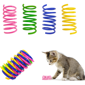 Kedi yavru evcil için renkli komik elastik atlama interaktif plastik kedi oyuncak bahar - Product Image 2