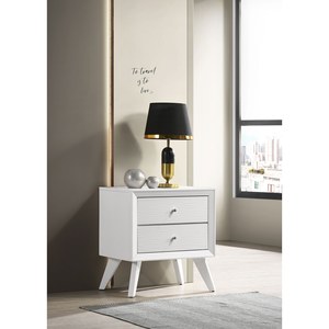 โต๊ะข้างเตียงสีขาว 2 ลิ้นชัก ขาเอียง เฟอร์นิเจอร์ห้องนอน - Product Image 1