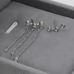 Bandeja para pendientes de plata S925 con borlas de 3 cadenas y perlas de 9-10 mm, accesorios de joyería DIY hechos a mano, estilo candelabro de moda JG5276 - Product Image 3