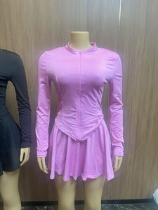 Completo Autunnale Personalizzato Due Pezzi con Gonna da Donna, Giacca con Zip a Tinta Unita e Minigonna a Pieghe, Set Casual Due Pezzi con Gonna Abbigliamento Donna - Product Image 6
