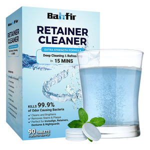 Bahfir Retainers 清洁片剂 美白牙齿和去除烟渍 薄荷味 天然成分，可消除口臭 90 片 - Product Image 1