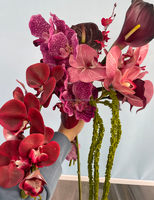 Bouquet de mariée de luxe, fleurs au toucher réel, lys calla bordeaux, orchidée, personnalisation du bouquet de mariée