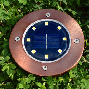 <b>Solar</b> Garden Light 8LED Copper Color Stainless Steel Waterproof Outdoor Patio Lawn <b>Lighting</b> - Product Image 1