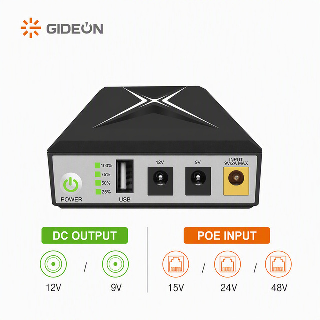 4000mAh Mini DC UPS 24W Uninterruptible Power Supply with 9V 12V Output PoE USB for WiFi Router