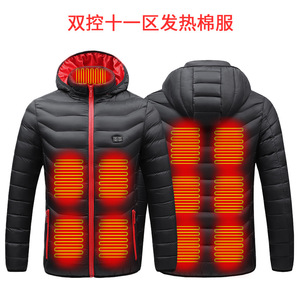 ANSZKTN-Manteau matelassé à 11 zones chauffantes USB pour hommes, veste chauffante rembourrée à capuche et recharge - Product Image 1