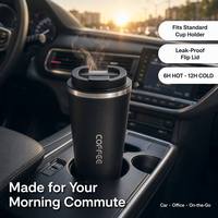 Tasse de bureau classique en acier inoxydable sans BPA, mug à café isotherme à double paroi, garde au chaud/au froid 12-24 heures, anti-fuite, portable