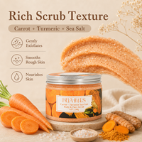Scrub Corpo Carota e Curcuma 350g con Sale Marino per Raffinare la Texture, Cura Viso e Corpo e Luminosità Naturale