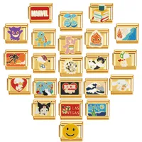 Goudkleur Smile Cherry Sky Heart Cat Dog Earth Italiaanse Charme Rvs Armband 9Mm Diy Making Gold Color Series