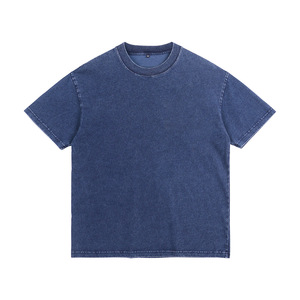 Camiseta de Manga Corta Azul para Hombre, de Lona Gruesa, Color Sólido, Cuello Redondo Holgado, Informal, Transpirable, 100% Algodón, para Uso Diario, Talla M - Product Image 1