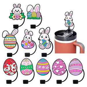 En gros, nouvelle couverture anti-poussière réutilisable en silicone de 10 mm pour pailles, motif dessin animé mignon, accessoire pour gobelet - Product Image 3