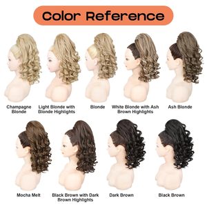 Extension de cheveux en queue de cheval Cheer, 14 pouces, bouclée, résistante à la chaleur, fibre inflammable, extension de queue de cheval pour la danse de compétition, couleur chaud moka foncé - Product Image 4