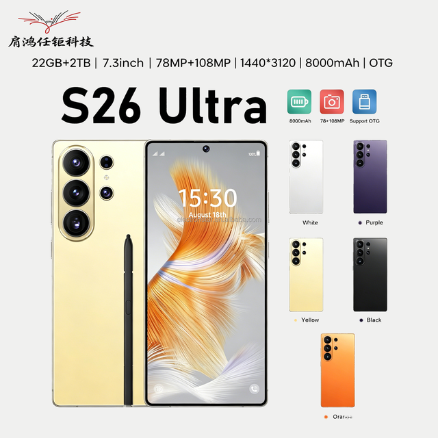 22G+2TB  S26 Ultra 2026 Latest Phone 7.3INCH Smartphone 144Hz Display  MTK  Snapdragon8gen4 10core Global GSM Telephone Telfonos