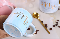 Ensemble de verres festifs en céramique et marbre, avec tasse de Couple Mr and Mrs