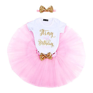 Amazon mejor venta bebé Primer Cumpleaños trajes de cumpleaños Rosa <span class=keywords><strong>Tutu</strong></span> - Product Image 1