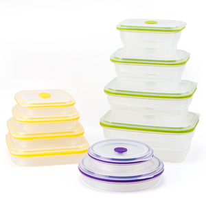 Boîte à lunch pliable en silicone ronde 400ML 600ML 900ML 1200ML, hermétique, compatible micro-ondes, pour étudiants - Product Image 3