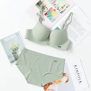 Meisje Nylon Beha En Panty Set Franse Eenvoud Ondergoed Een Stuk Ademend Naadloze Comfort Push Up Bh Set